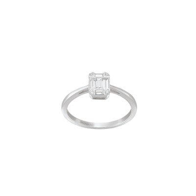 Bague Art Déco en or blanc et diamants