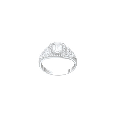 Bague Art Déco en or blanc et diamants