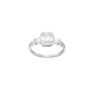 Bague Art Déco en or blanc et diamants