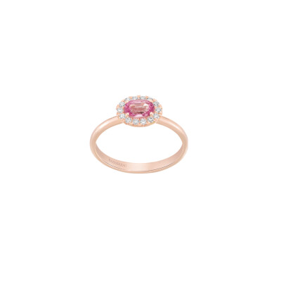 Bague 1897 en or rose, saphir rose et diamants