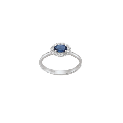 Bague 1897 en or blanc, saphir bleu et diamants
