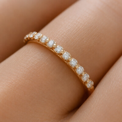 Alliance Bulles en or rose et diamants