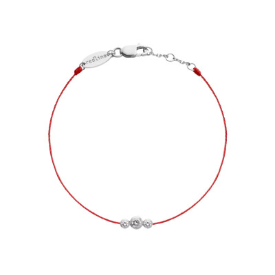 Bracelet RedLine Eternity Amuro fil rouge avec diamants 0.20 ct en serti clos clos, or blanc