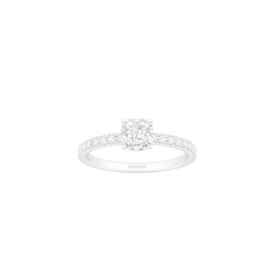 Bague Infini en or blanc, diamant certifié et entourage diamants