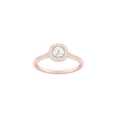 Bague Infini en or rose, diamant certifié et entourage diamants