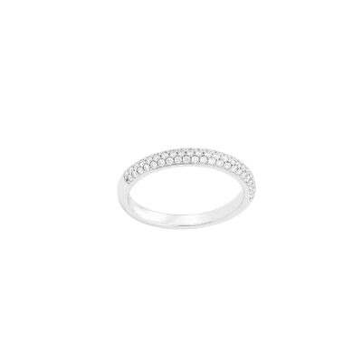 Bague demi-tour pavage diamants sur or blanc