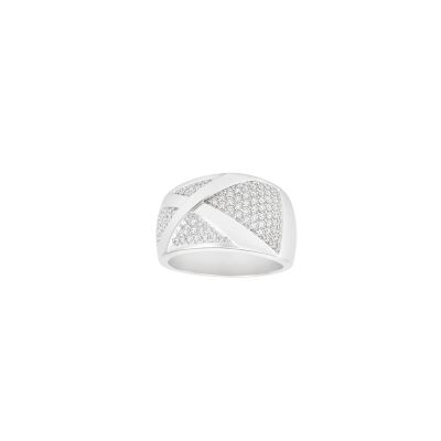 Bague en or blanc et pavage diamants