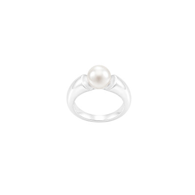 Bague en or blanc et perle eau douce