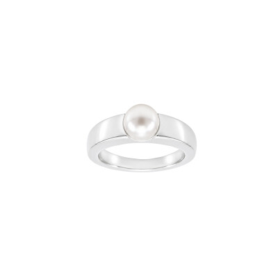 Bague en or blanc et perle de culture d'eau douce 6,5 - 7 mm