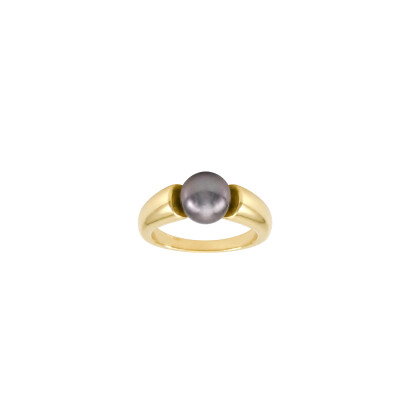 Bague en or jaune et perle de culture de Tahiti 8.9 mm