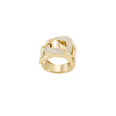 Bague en or jaune et pavage diamants