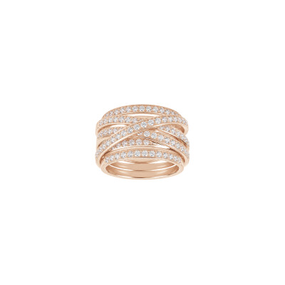 Bague croisée en or rose et diamants
