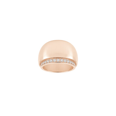 Bague en or rose deux demi-tours pavage diamants