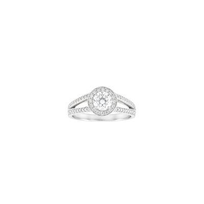 Solitaire diamant et entourage diamants certifié