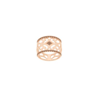Bague Luna B en or rose et diamants bruns