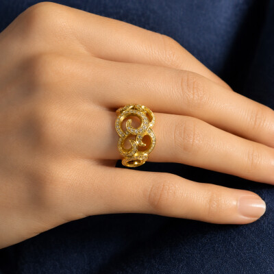 Bague en or jaune et diamants