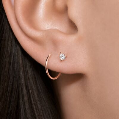 Mono boucle d'oreille or rose et diamants