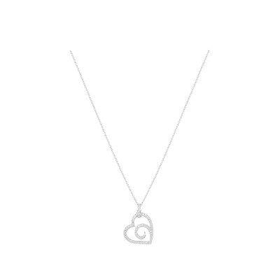 Collier cœur en or blanc et diamants