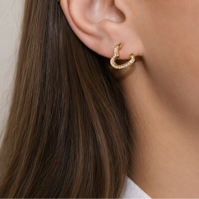 Boucles d'oreilles cœur en or jaune et diamants