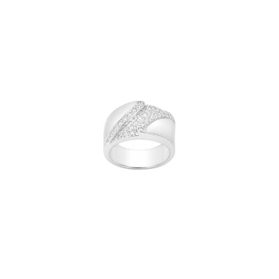 Bague en or blanc et pavage diamants