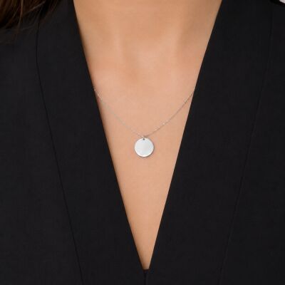 Collier Luna B en or blanc médaille