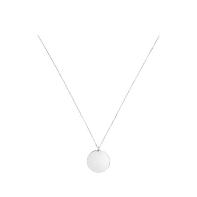 Collier Luna B en or blanc médaille