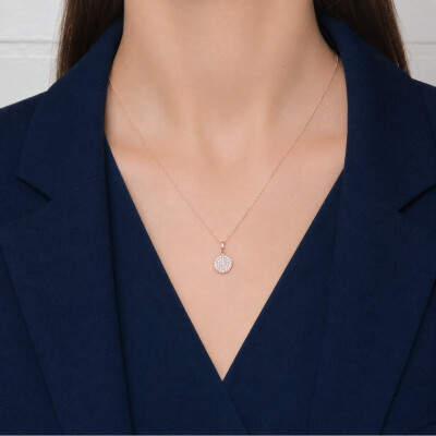Collier Luna B en or rose pavage diamants