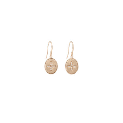 Boucles d'oreilles or rose motif étoile diamants