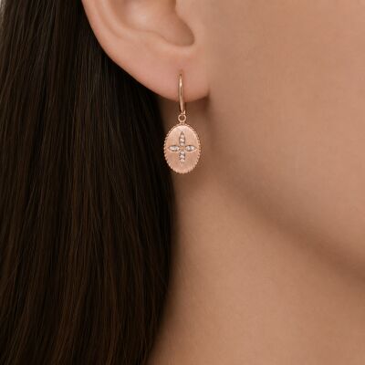 Boucles d'oreilles or rose motif étoile diamants