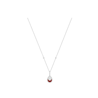 Collier Art Déco en or blanc, rubis et diamants