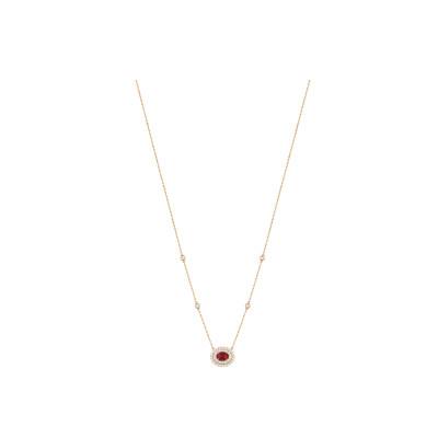 Collier en or rose, rubis et diamants