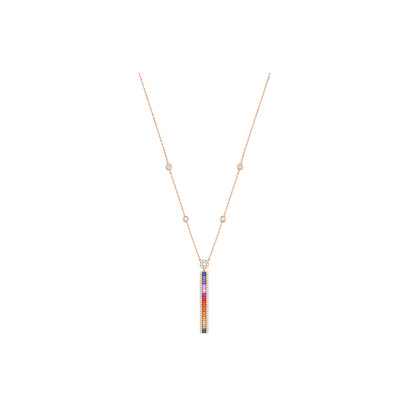 Collier en or rose, saphirs multicolores et diamants