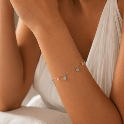 Bracelet Luna B en or rose et amazonite