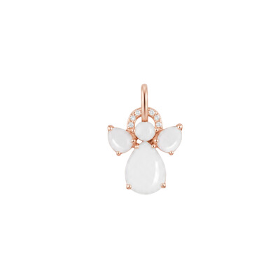 Pendentif Ange en or rose, nacre blanche et rose, perle blanche et diamants Isabelle Langlois