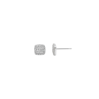 Boucles d'oreilles en or blanc pavage diamants One More