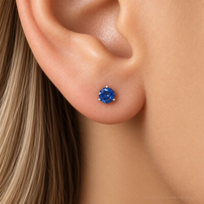 Boucles d'oreilles Infini en or blanc et saphirs bleus