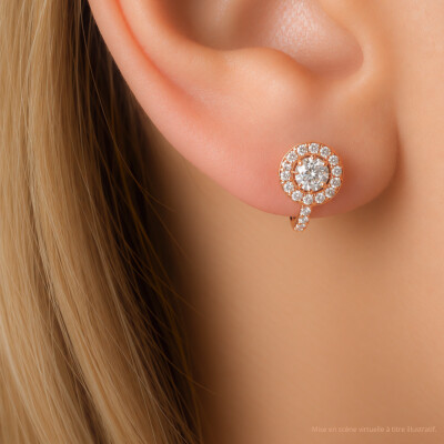 Boucles d'oreilles 1897 en or rose et diamants