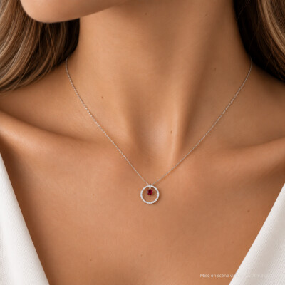 Collier 1897 en or blanc, rubis et diamants