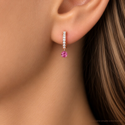 Boucles d'oreilles Infini en or rose, saphirs roses et diamants
