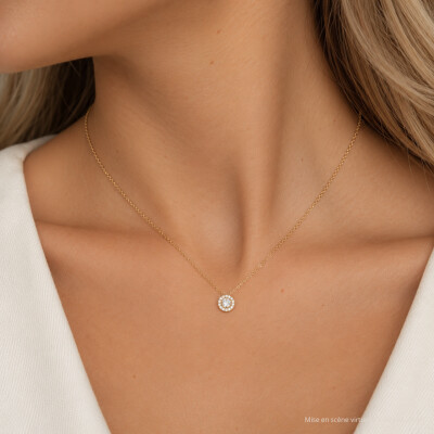 Collier 1897 en or jaune, diamant et entourage diamants