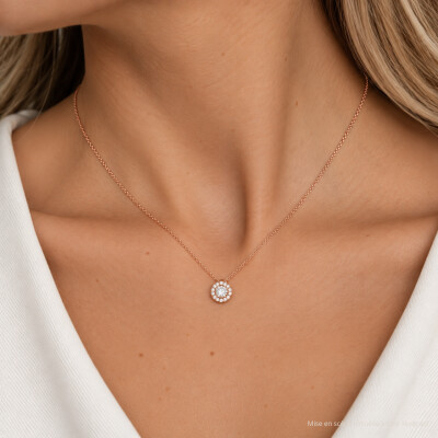 Collier 1897 en or rose, diamant et entourage diamants