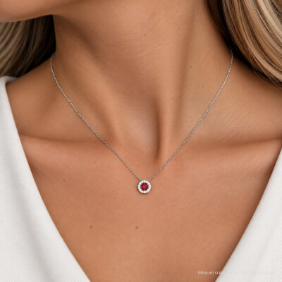 Collier 1897 en or blanc, rubis et diamants