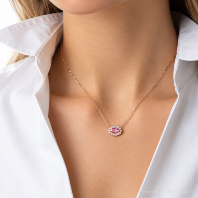 Collier 1897 en or rose, saphir rose et diamants