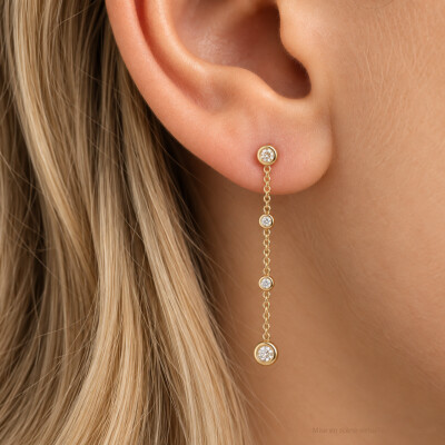 Boucles d'oreilles pendantes Bulles en or jaune avec diamants