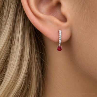 Boucles d'oreilles Infini en or blanc, rubis et diamants