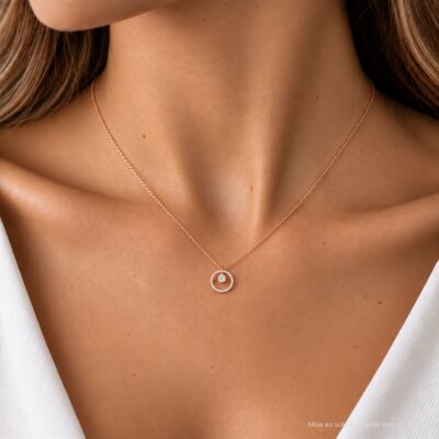 Collier 1897 en or rose, diamant et entourage diamants