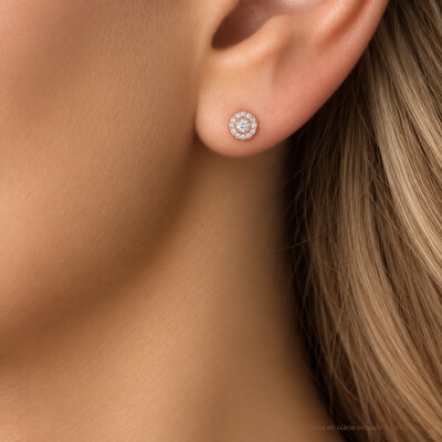 Boucles d'oreilles 1897 en or rose et diamants
