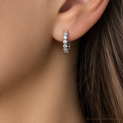 Boucles d'oreilles créoles Infini en or blanc et diamants