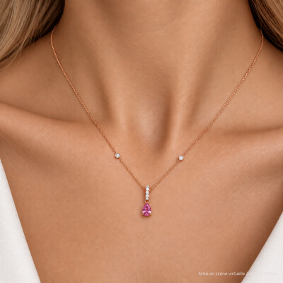 Collier Infini en or rose, saphir rose et diamants