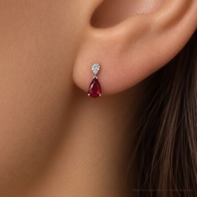 Boucles d'oreilles Infini en or blanc, rubis et diamants